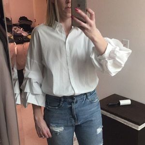 Zara Woman White Poplin button-down shirt
